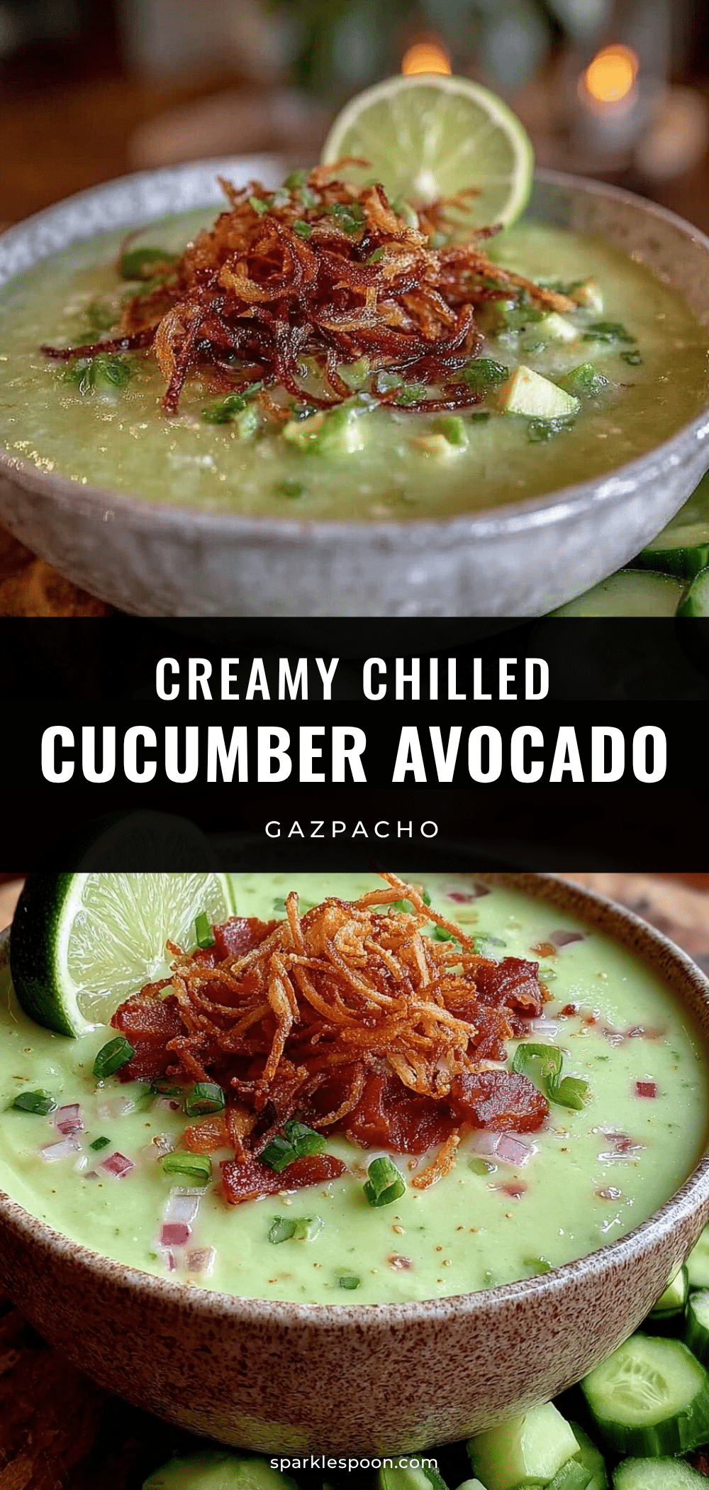 Creamy Chilled Cucumber Avocado Gazpacho recipe