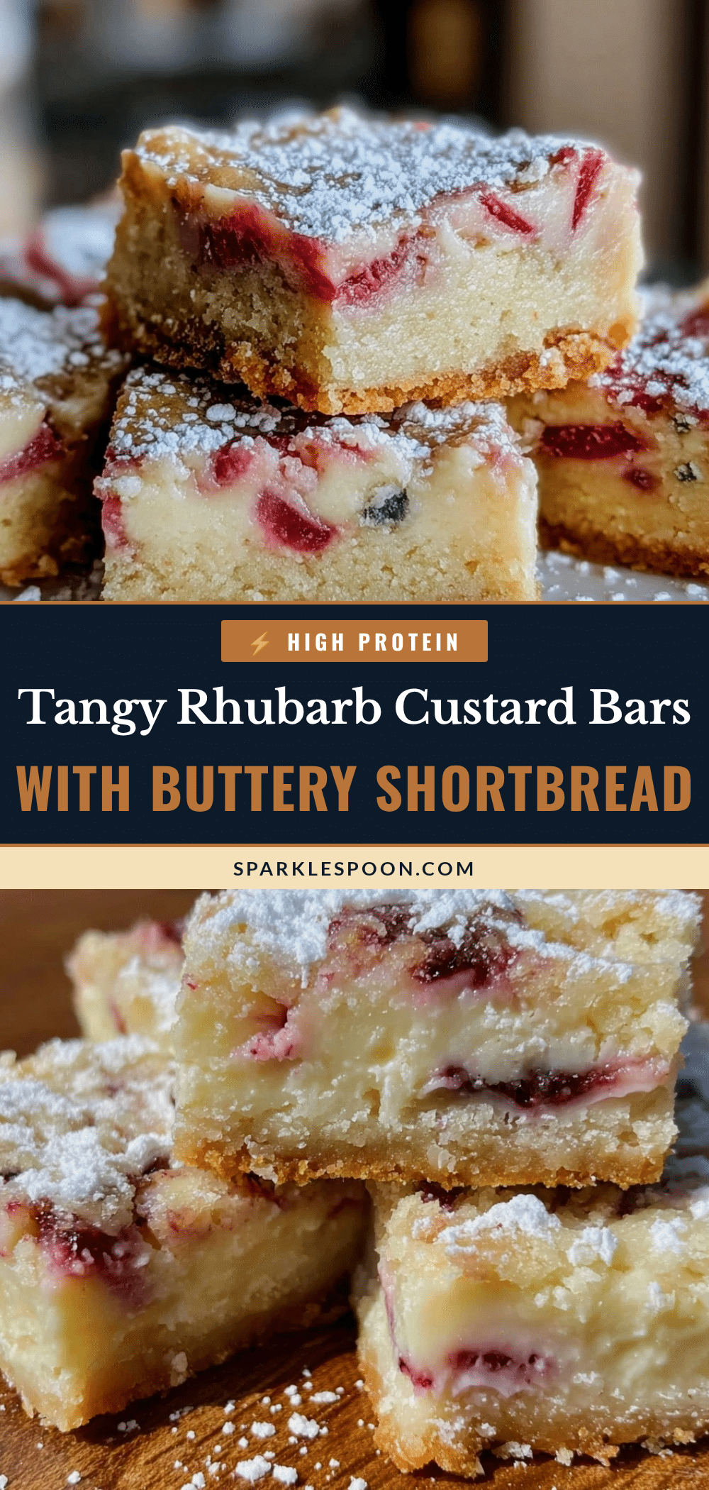 creamy rhubarb custard bars recipe