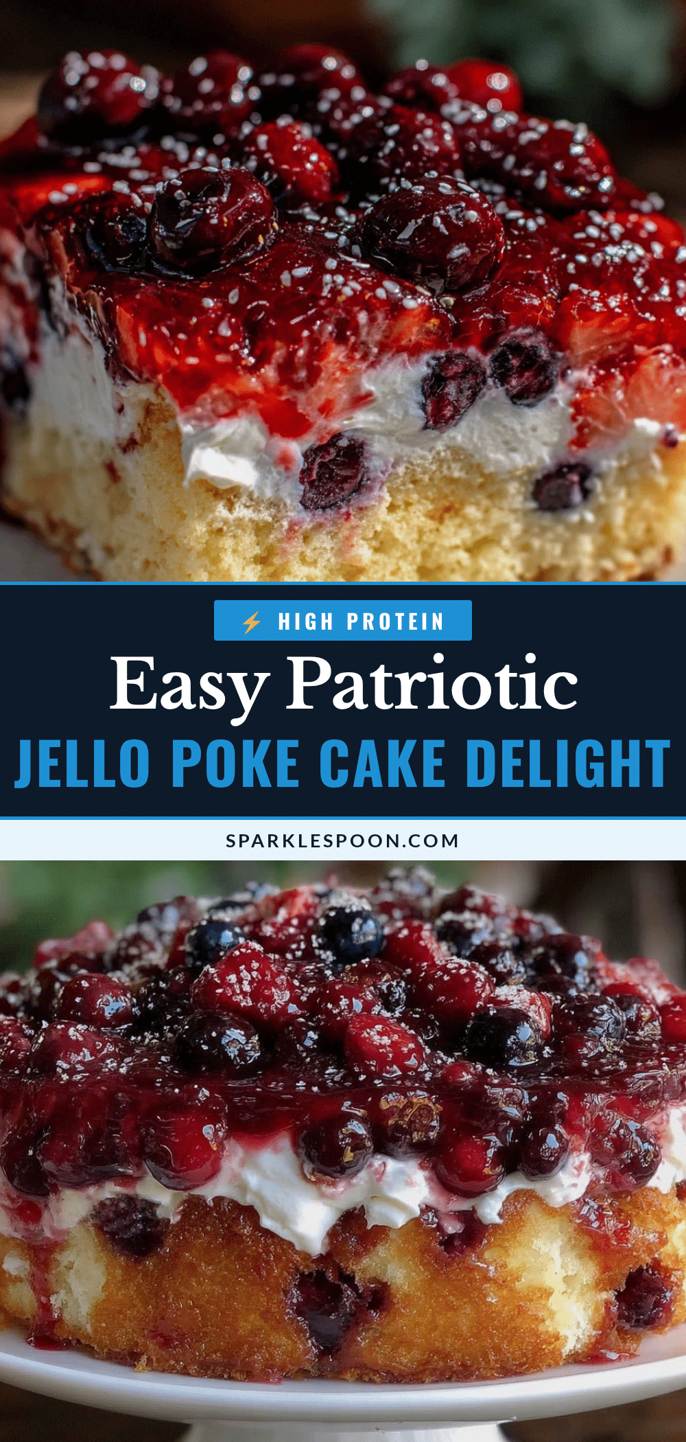 Easy Patriotic Jello Poke Cake recipe