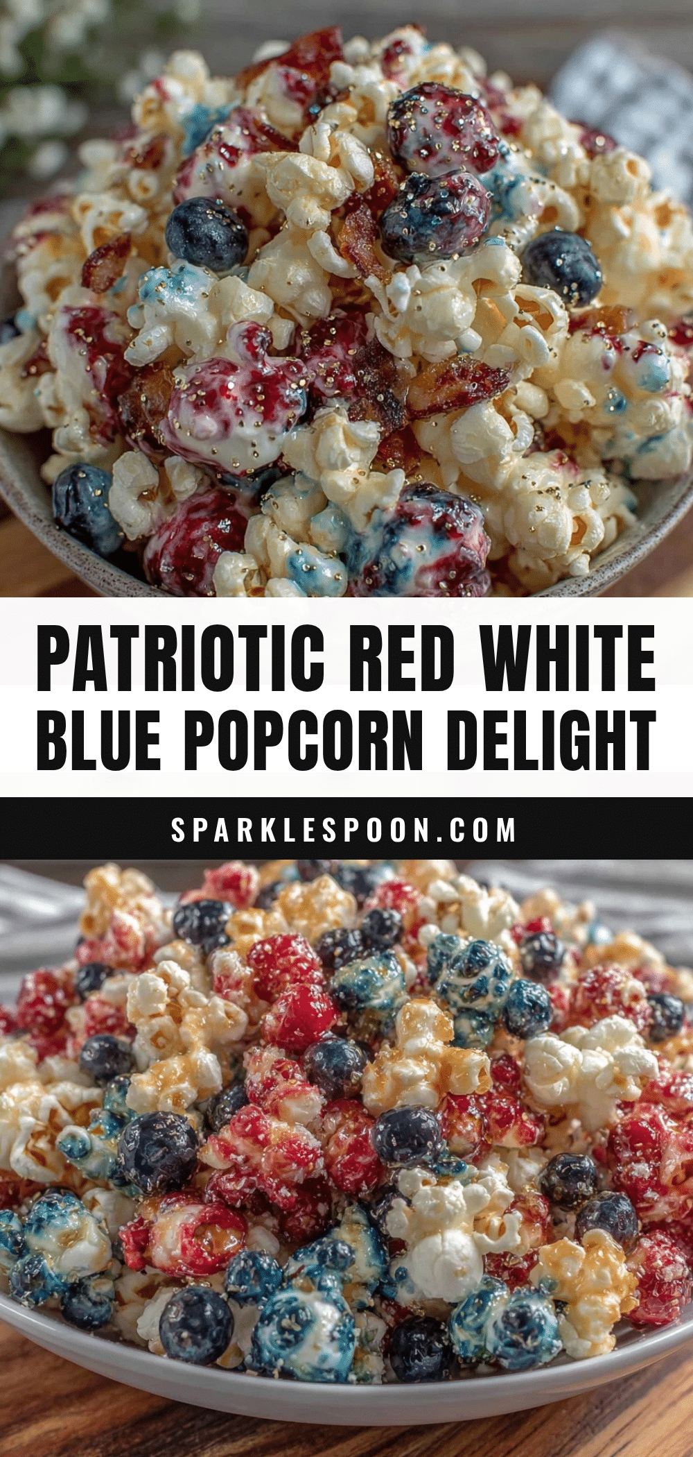 Kid-Friendly Red White Blue Popcorn Snack recipe