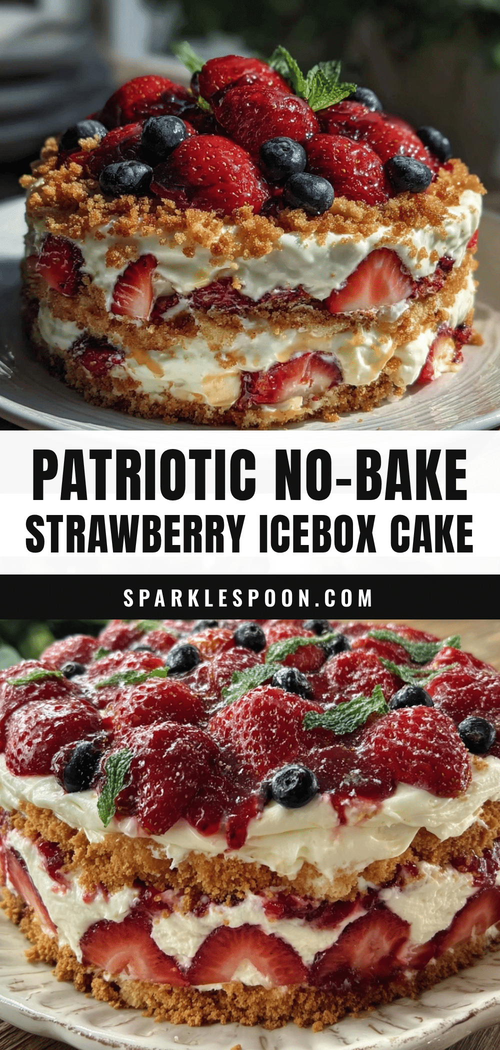 red white and blue strawberry icebox cake recipe