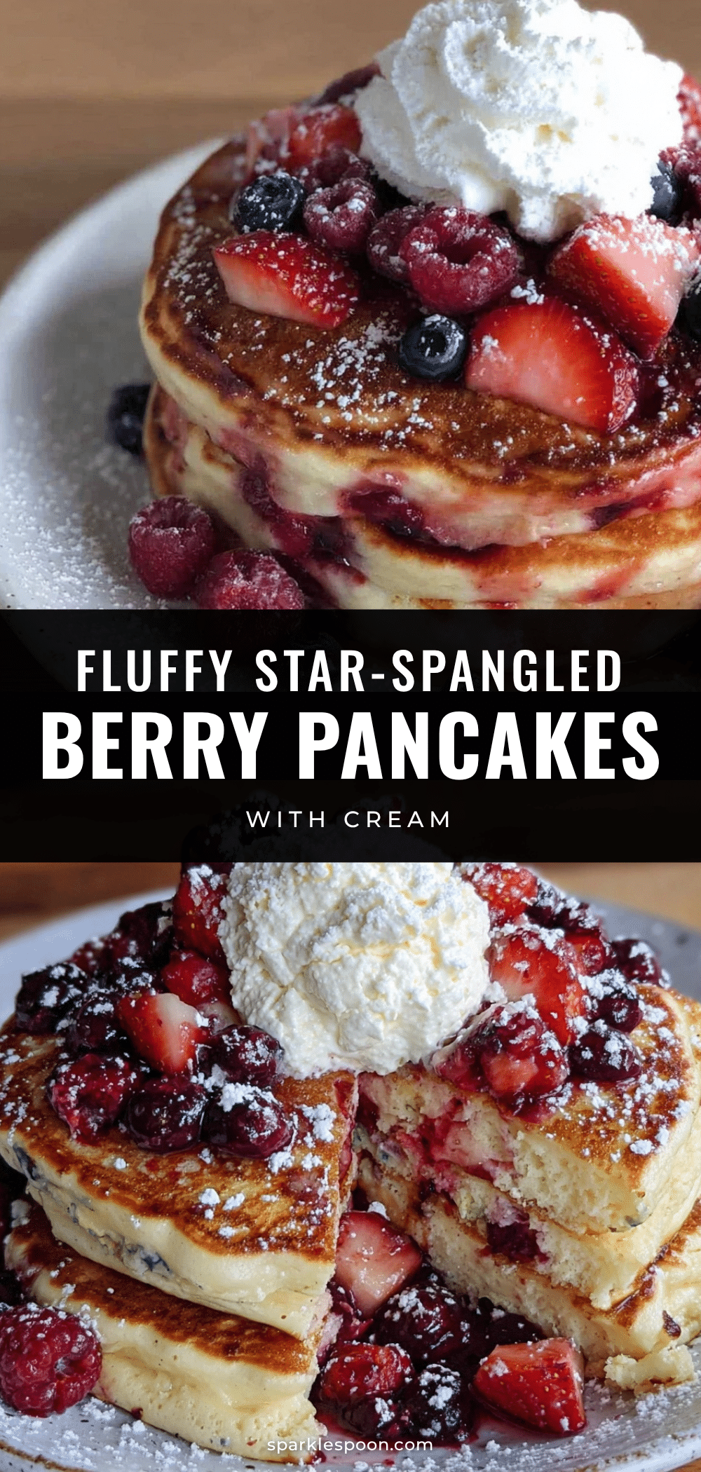 Fluffy Star-Spangled Berry Pancakes recipe
