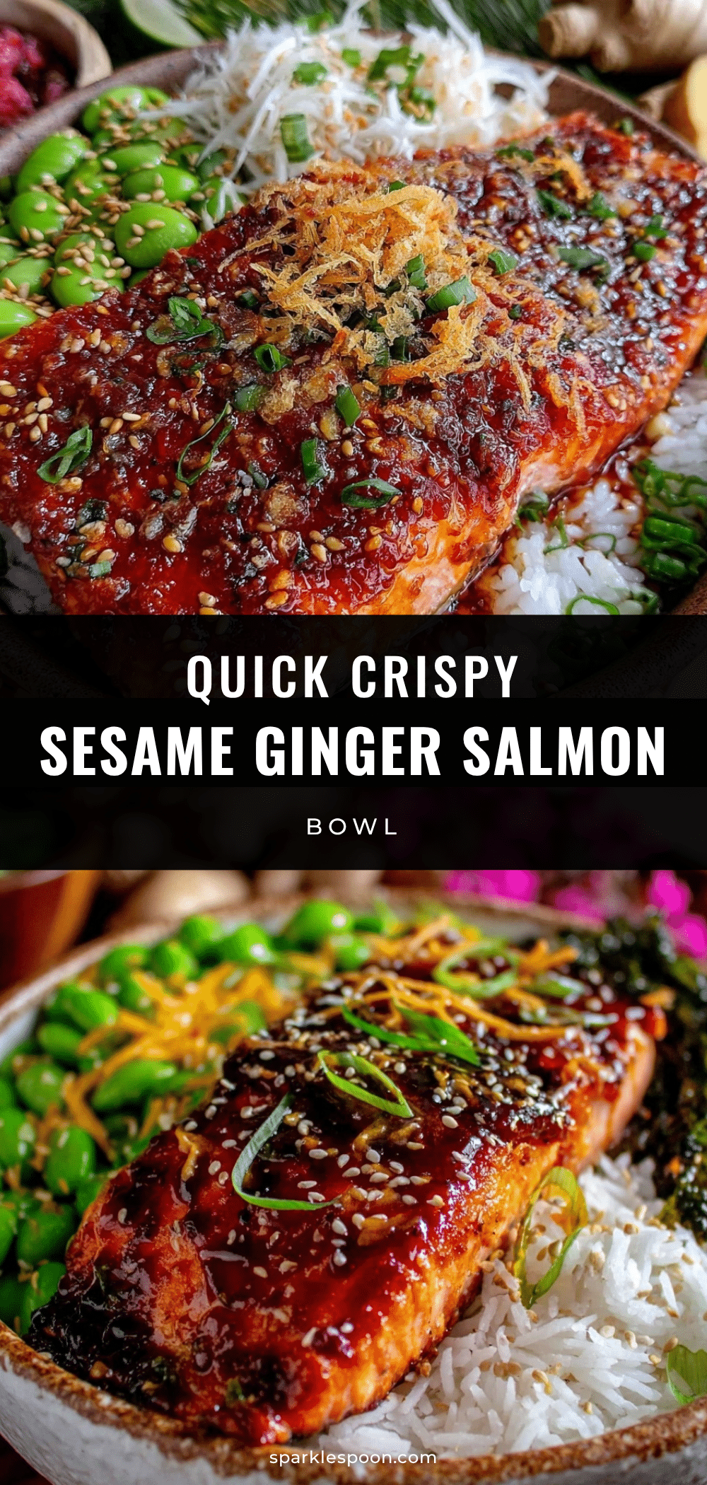 quick crispy sesame ginger salmon bowl recipe