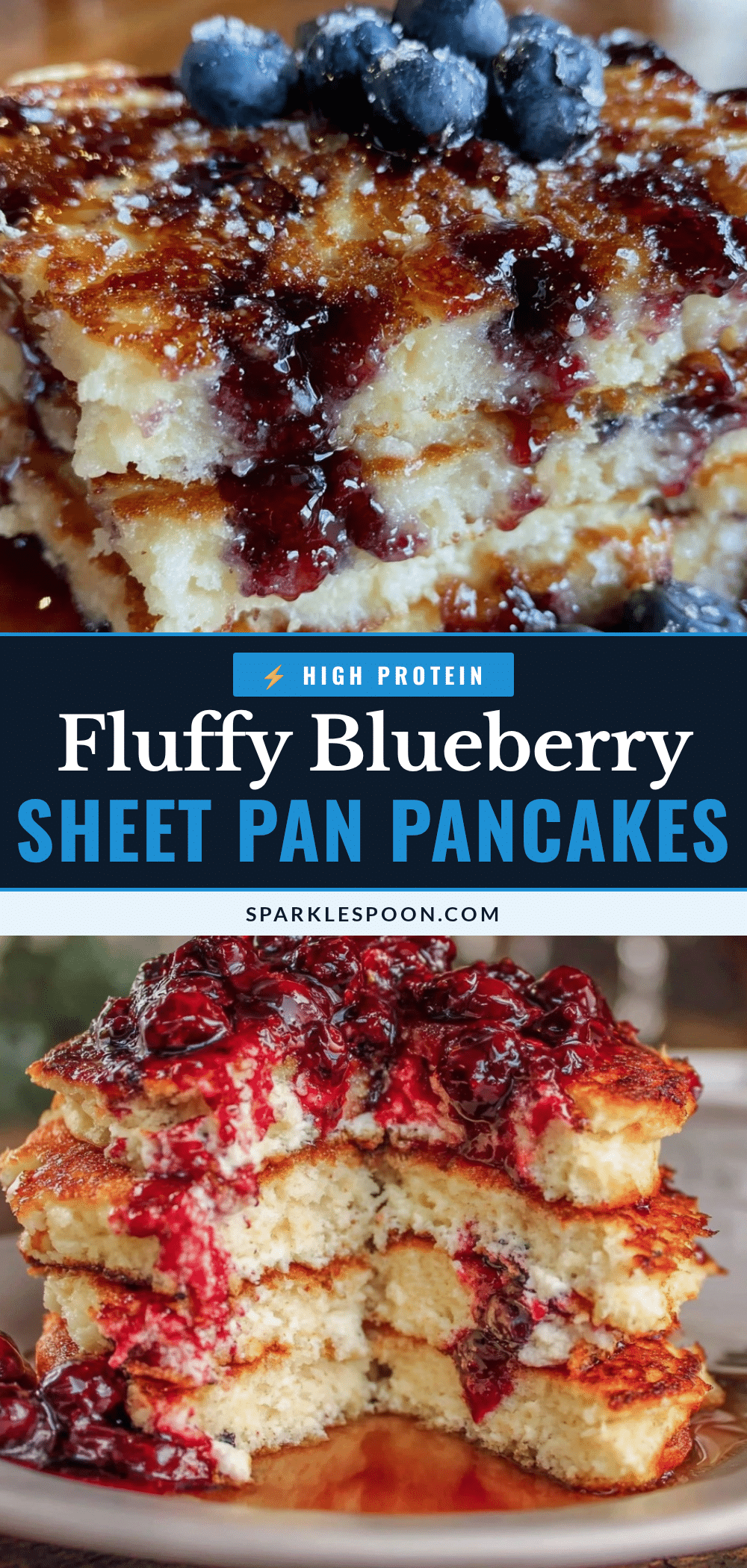 fluffy sheet pan pancakes with blueberries recipe