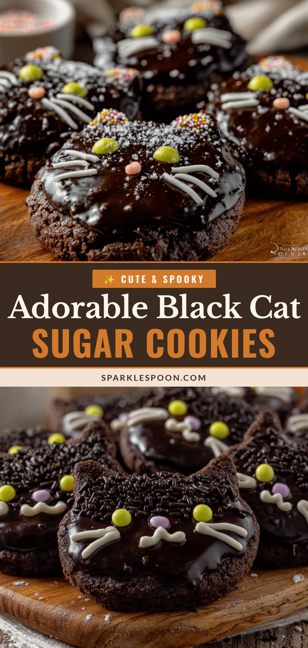 black cat sugar cookies for Halloween recipe