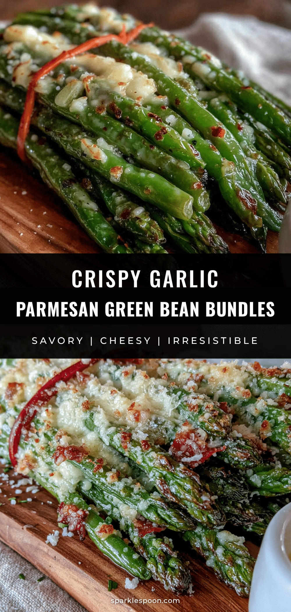 crispy garlic parmesan green bean bundles recipe