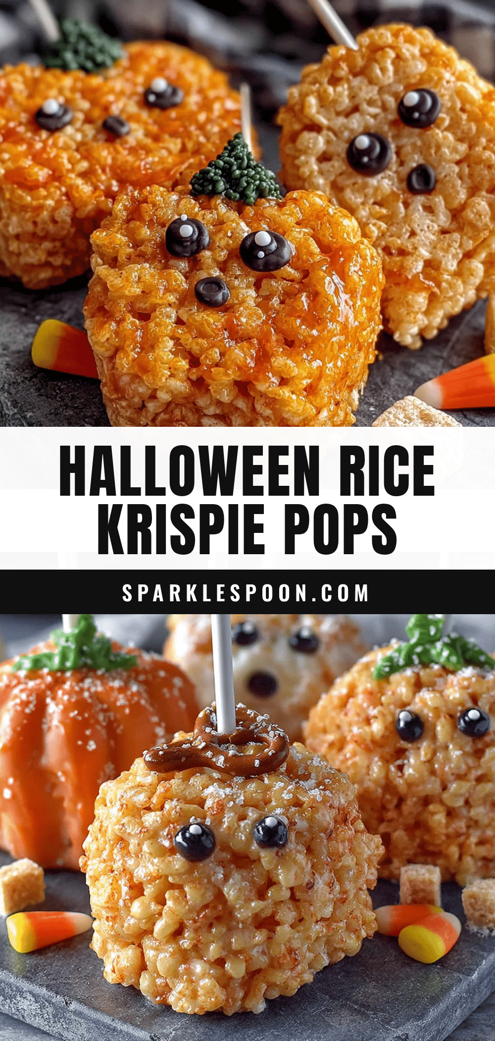 Easy Halloween Rice Krispie Treat Pops recipe