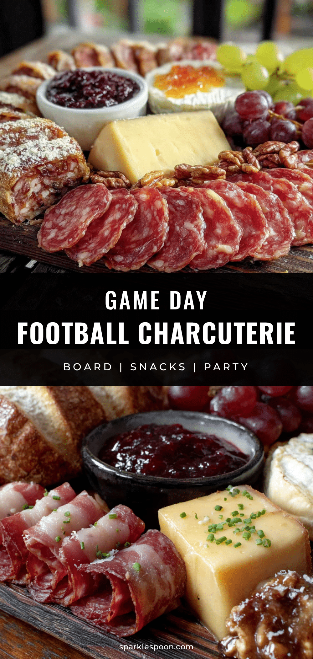 football-shaped charcuterie board recipe