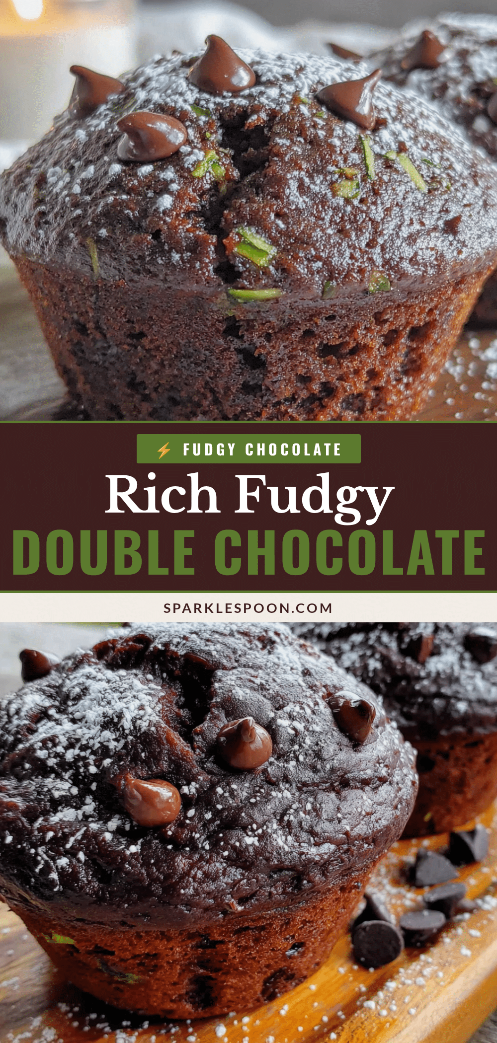 fudgy double chocolate zucchini muffins recipe