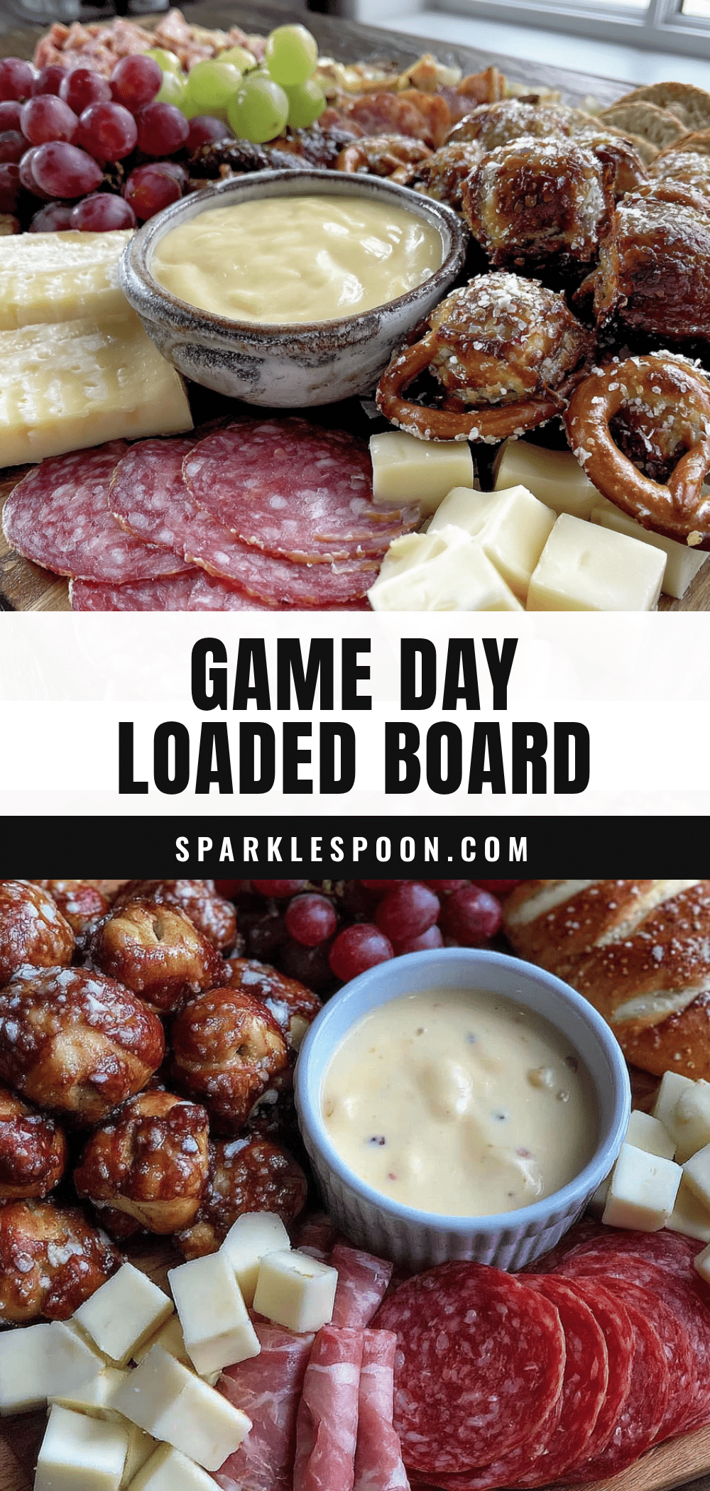 loaded football charcuterie board with pretzel bites recipe