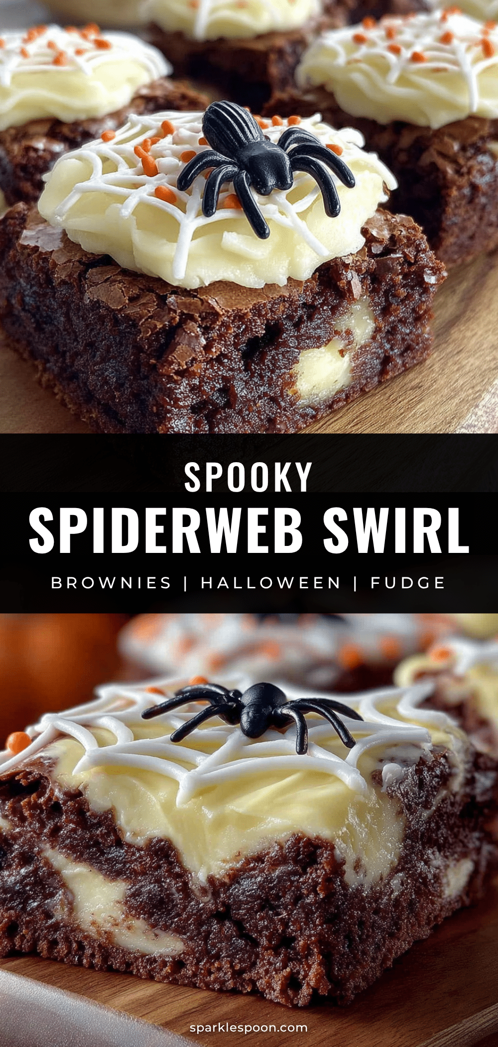 Spooky Spiderweb Swirl Halloween Brownies recipe