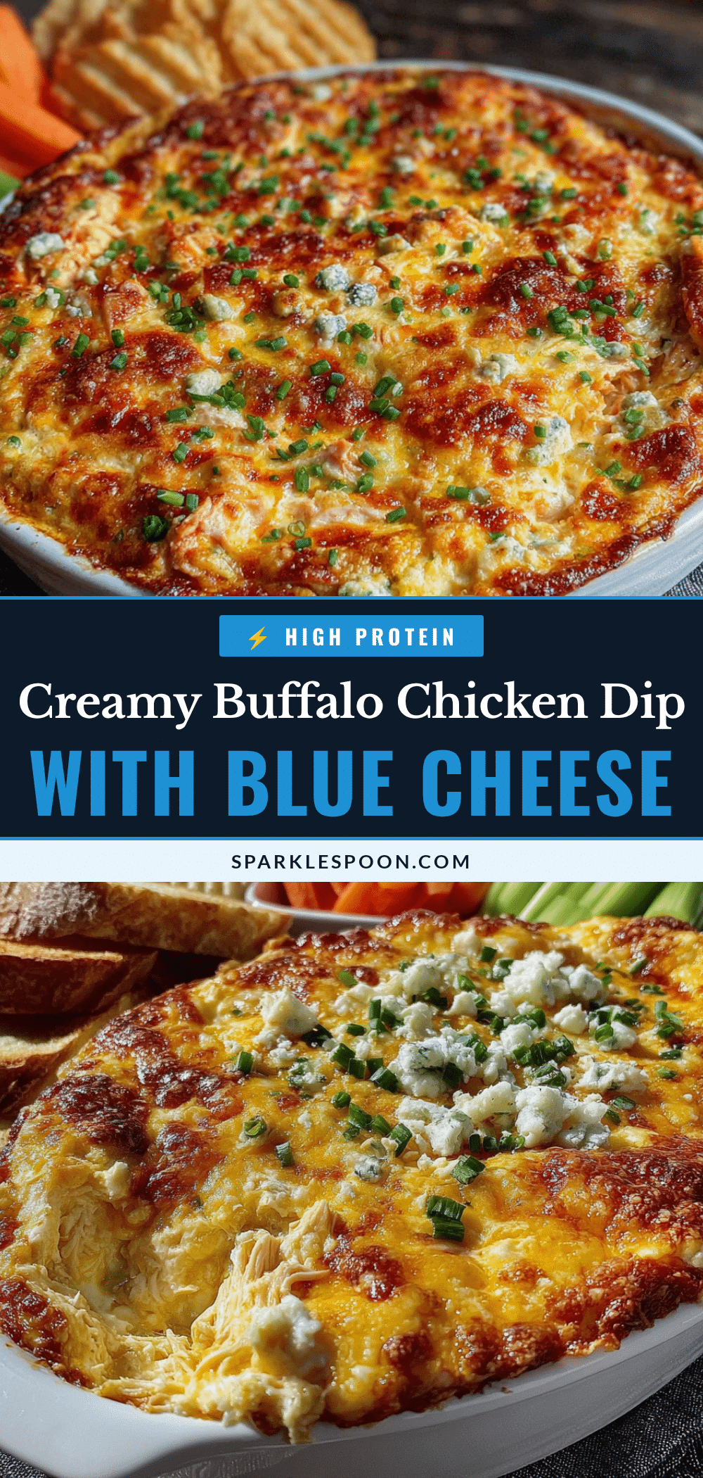 creamy buffalo chicken dip with blue cheese recipe