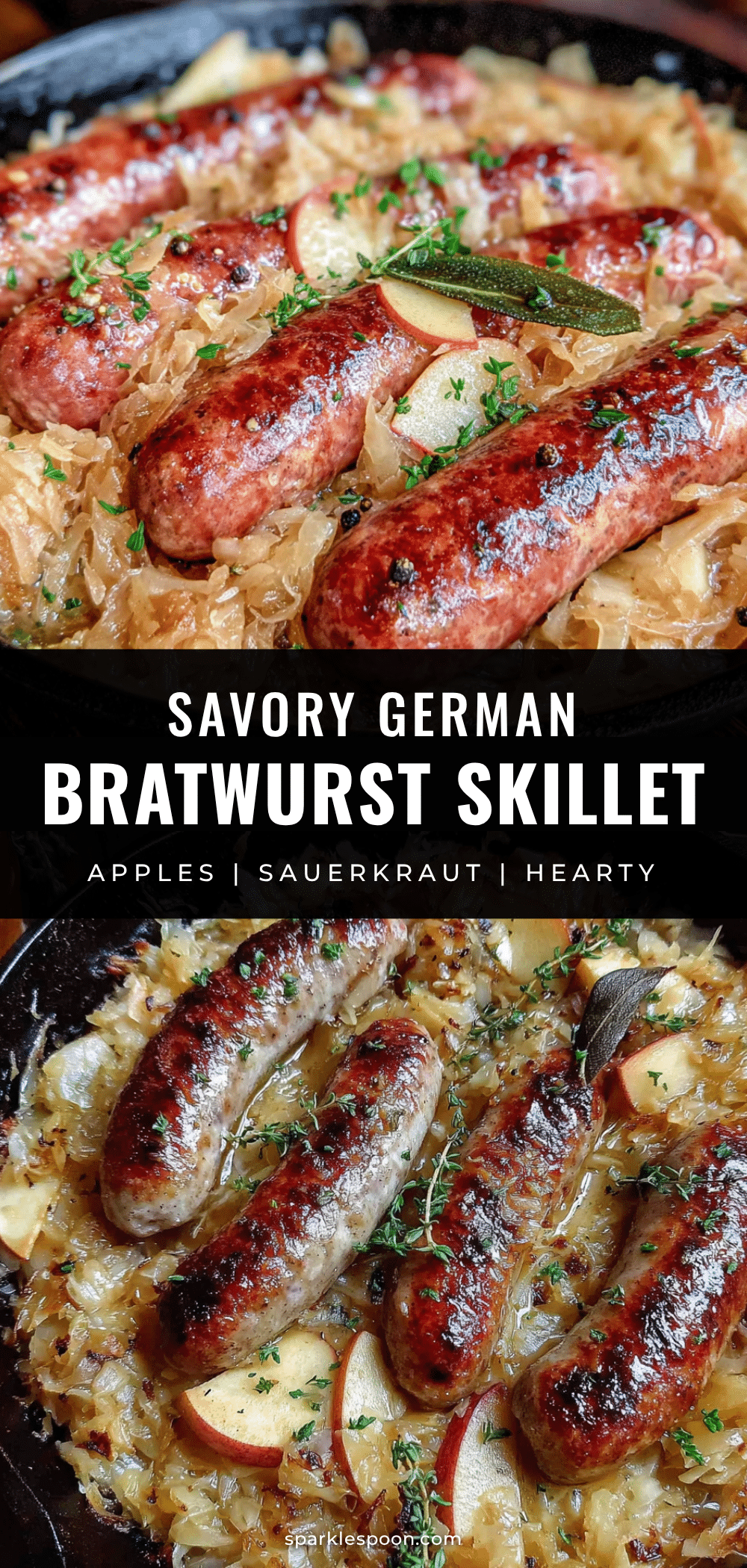 german bratwurst skillet with apples and sauerkraut recipe