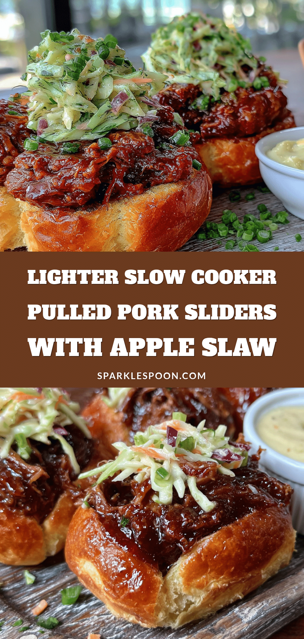 lighter slow cooker pulled pork sliders with apple slaw recipe