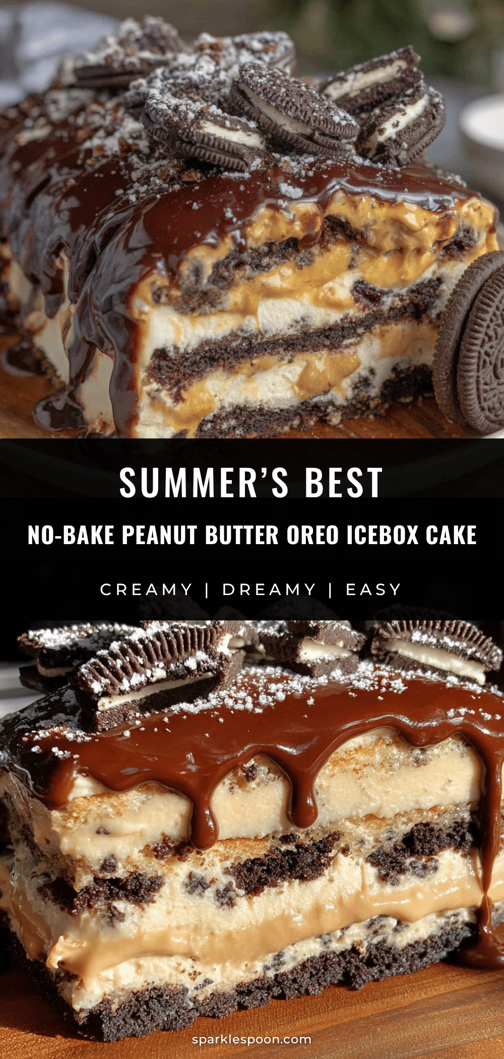 no-bake peanut butter oreo icebox cake recipe