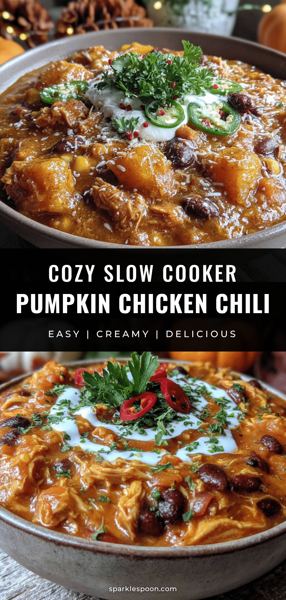 slow cooker pumpkin chicken chili recipe