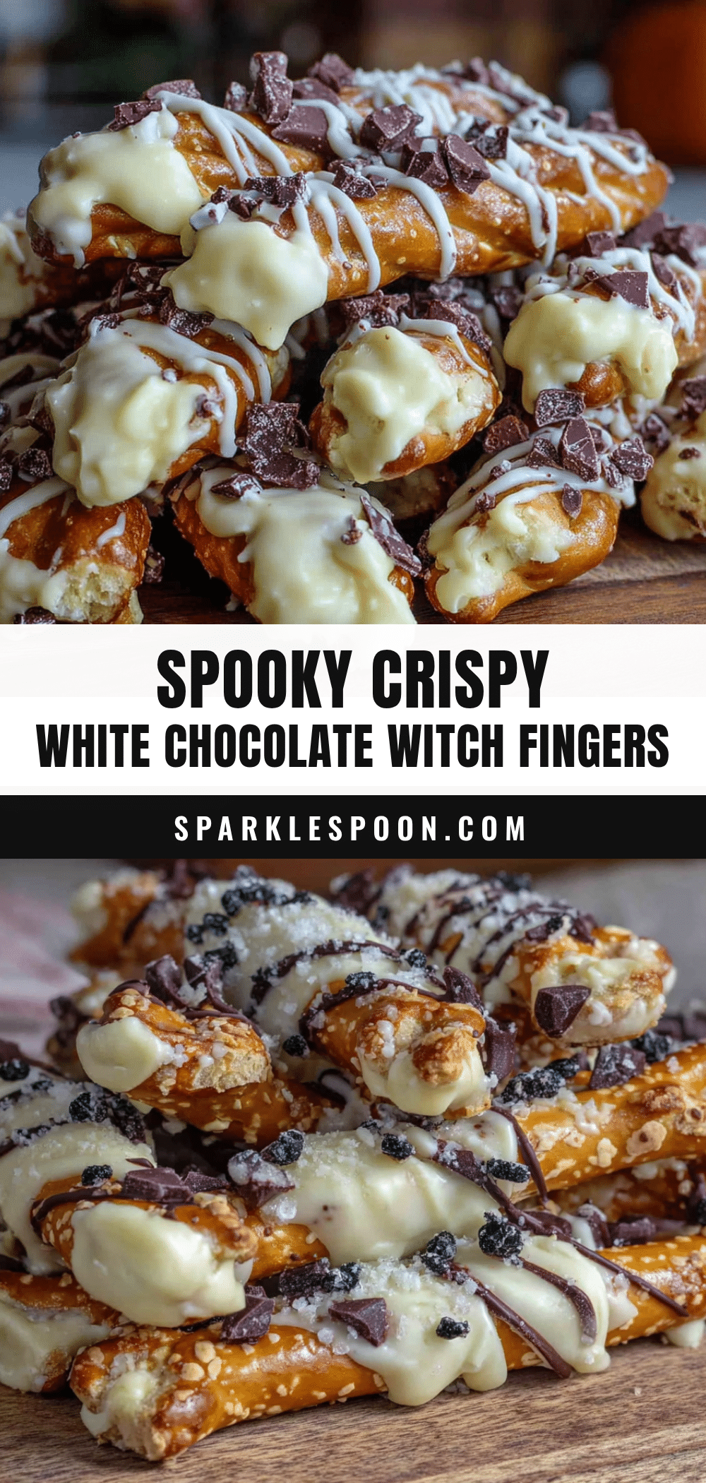 Spooky Crispy Witch Finger Pretzel Rods recipe