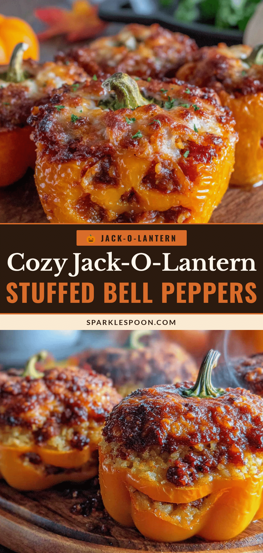 cozy jack-o-lantern stuffed bell peppers recipe