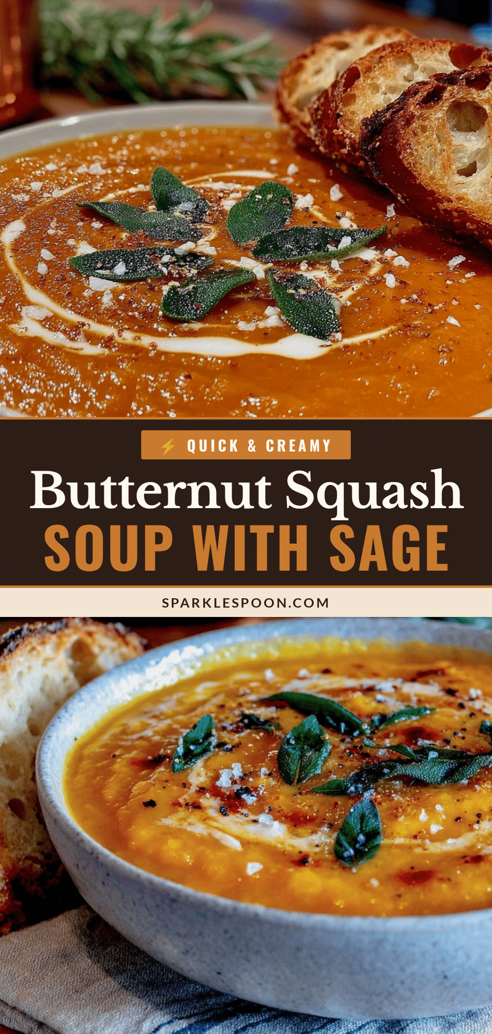 creamy butternut squash soup with toasted sage recipe