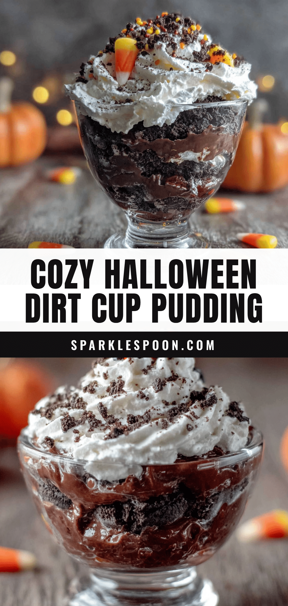 Halloween Oreo dirt cup pudding cups recipe