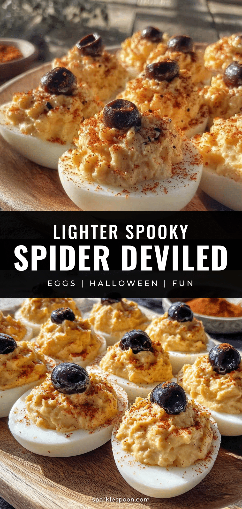 lighter spooky spider deviled eggs recipe