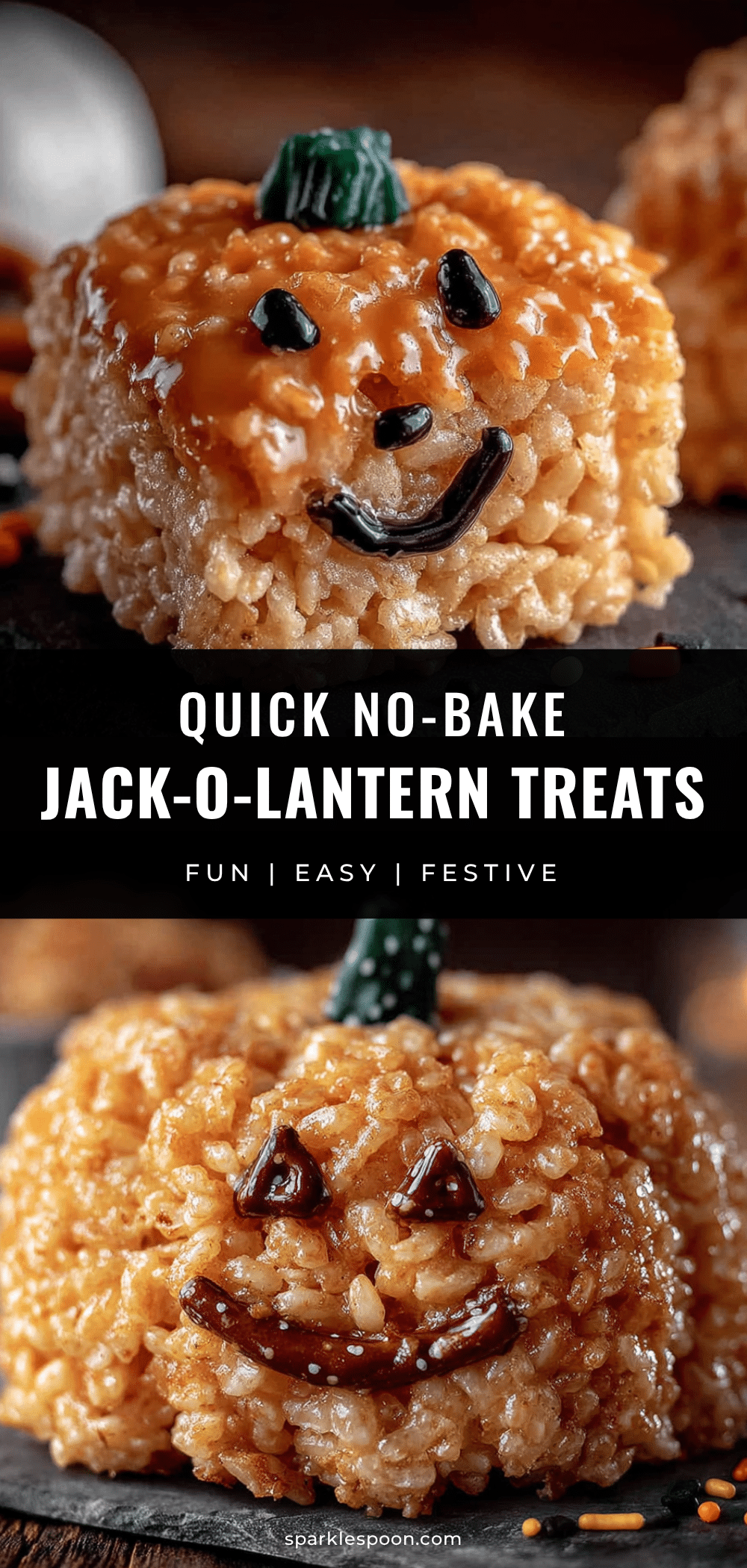 no-bake jack-o-lantern rice krispie treats recipe
